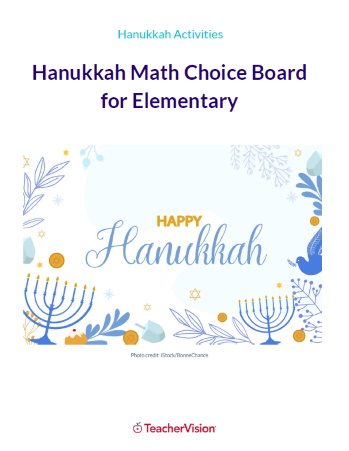 Hanukkah Math Choice Board for Elementary Grades