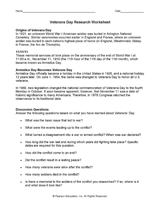 Origin of Veterans Day Worksheet