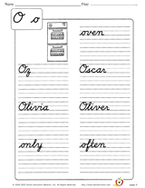 Cursive Handwriting - Oo