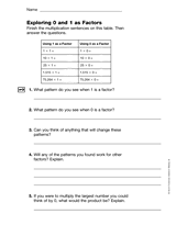 Exploring Zero and One as Factors (Gr. 3)