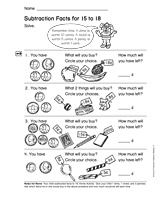 Subtraction Facts for 15-18 (Gr. 1)