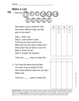 Money: Make a List (Gr. 1)
