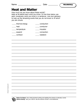 Heat and Matter: Vocabulary