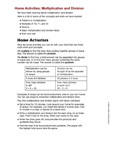 Home Activities: Multiplication and Division
