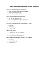 Harry Potter and the Goblet of Fire: Book Quiz