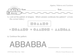 Math Warm-Up 213 for Gr. 1 & 2: Algebra, Patterns & Functions