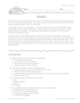 Desert Ecology Reading Warm-Up