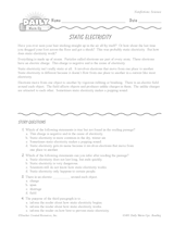 Science Reading Warm-Up: Static Electricity