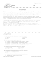 Science Reading Warm-Up: Volcanoes