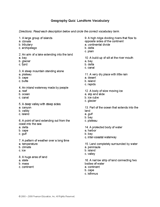 Geography Quiz: Landform Vocabulary