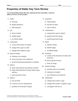 Properties of Matter Key Term Review