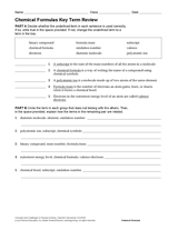 Chemical Formulas Key Term Review