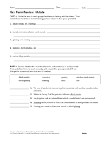 Physical Science Key Term Review: Metals
