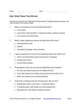 Nobel Peace Prize Winners Quiz