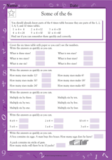 Multiplication Facts: Some of the 6s