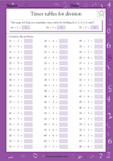 Times Tables for Division: Dividing by 2, 3, 4, 5, 6, 7 & 10