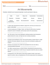 Art Movements Matching Activity
