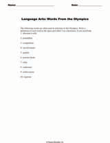 Language Arts: Words From the Olympics